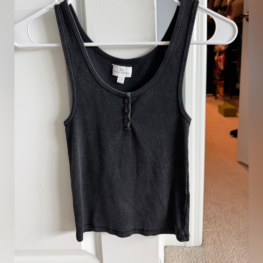 Charcoal Button-Detail Tank Top